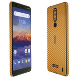 Nokia 3.1 Plus TechSkin Gold Carbon Fiber Skin (US Cricket Wireless Version)