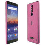 Nokia 3.1 Plus TechSkin Pink Carbon Fiber Skin (US Cricket Wireless Version)