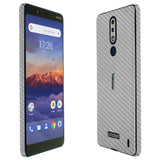 Nokia 3.1 Plus TechSkin Silver Carbon Fiber Skin (US Cricket Wireless Version)